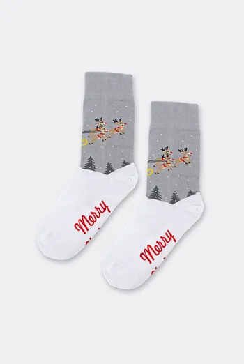 Чоловічі різдвяні шкарпетки MS3 NEW YEAR 2606 Giulia (white/silver), сірий Чоловічі різдвяні шкарпетки MS3 NEW YEAR 2606 Giulia (white/silver), сірий
