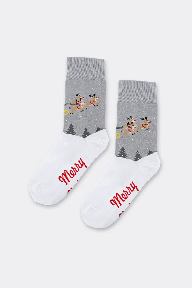 Чоловічі різдвяні шкарпетки MS3 NEW YEAR 2606 Giulia (white/silver), сірий