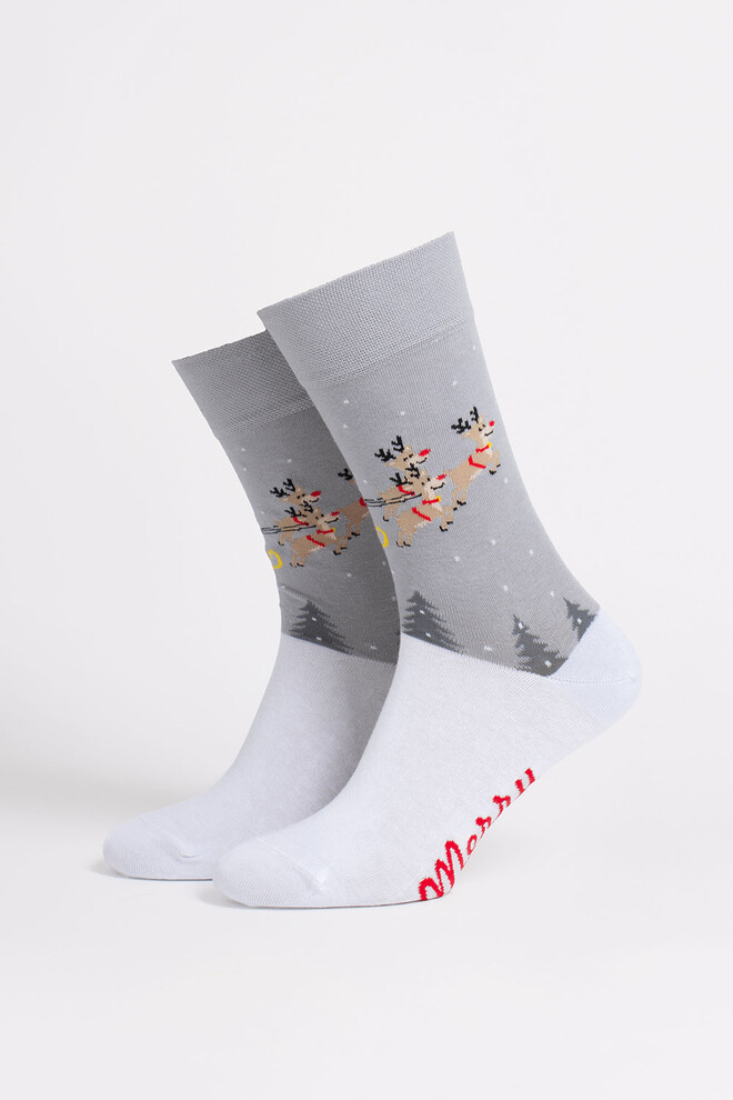 Чоловічі різдвяні шкарпетки MS3 NEW YEAR 2606 Giulia (white/silver), сірий