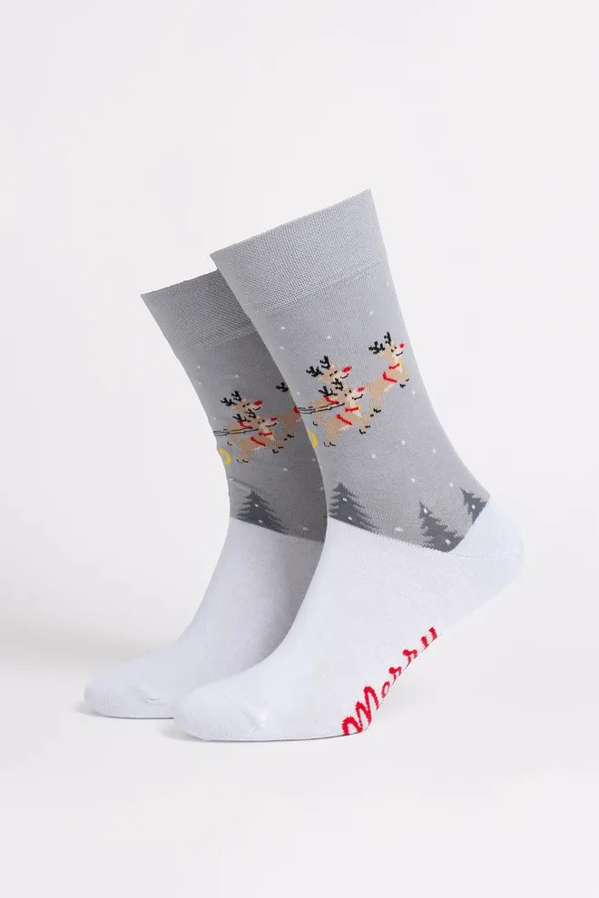 Чоловічі різдвяні шкарпетки MS3 NEW YEAR 2606 Giulia (white/silver), сірий