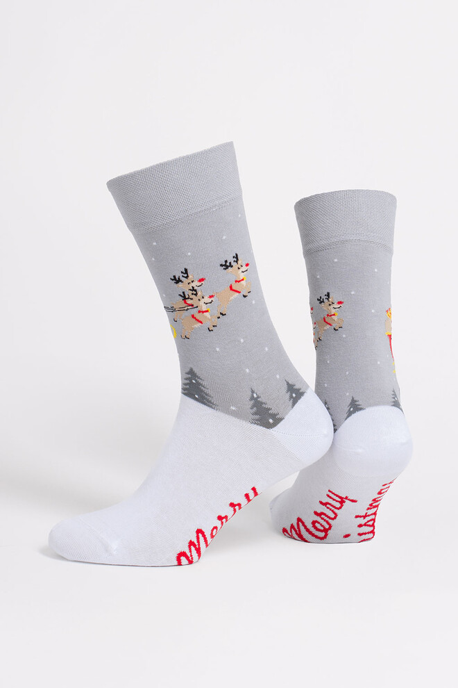 Чоловічі різдвяні шкарпетки MS3 NEW YEAR 2606 Giulia (white/silver), сірий