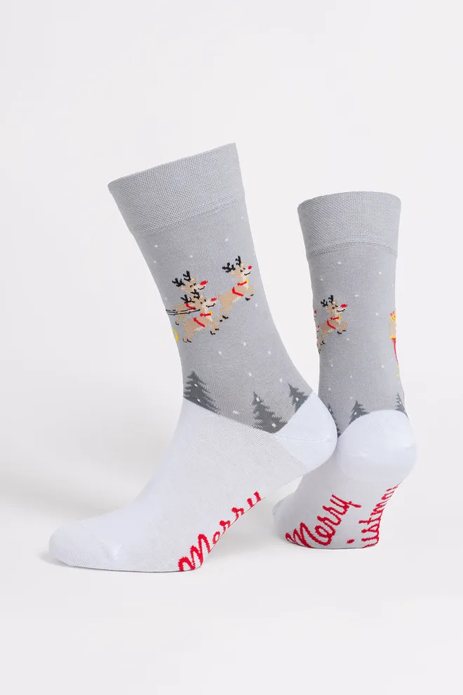 Чоловічі різдвяні шкарпетки MS3 NEW YEAR 2606 Giulia (white/silver), сірий