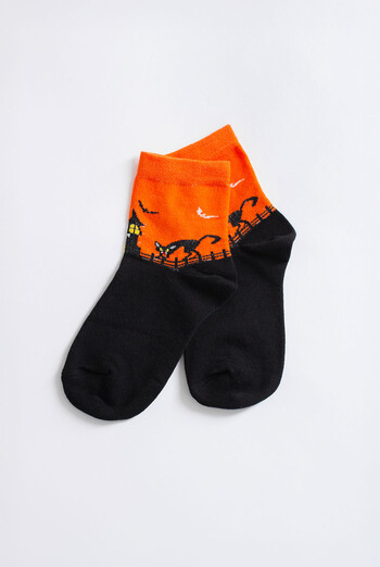 Дитячі шкарпетки з чорним котом KS3 HALLOWEEN 2502 Giulia (orange), помаранчевий