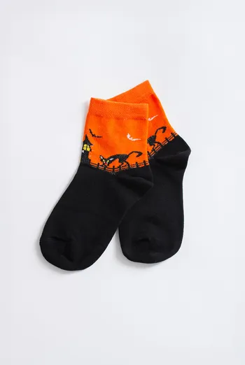 Дитячі шкарпетки з чорним котом KS3 HALLOWEEN 2502 Giulia (orange), помаранчевий Дитячі шкарпетки з чорним котом KS3 HALLOWEEN 2502 Giulia (orange), помаранчевий