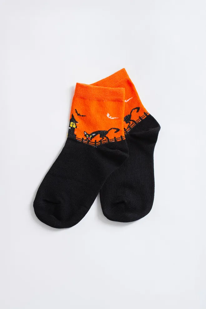 Дитячі шкарпетки з чорним котом KS3 HALLOWEEN 2502 Giulia (orange), помаранчевий