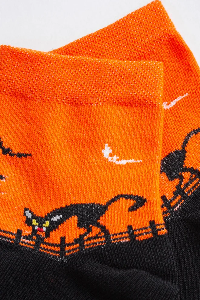 Дитячі шкарпетки з чорним котом KS3 HALLOWEEN 2502 Giulia (orange), помаранчевий