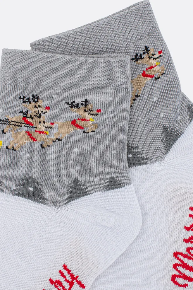 Дитячі новорічні шкарпетки KS3 NEW YEAR 2606 Giulia (white/silver), білий/сірий