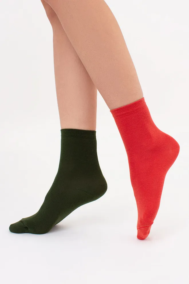 Шкарпетки жіночі класичні Ws3 classic Giulia 2 пари (khaki/ceramite), зелений/помаранчевий