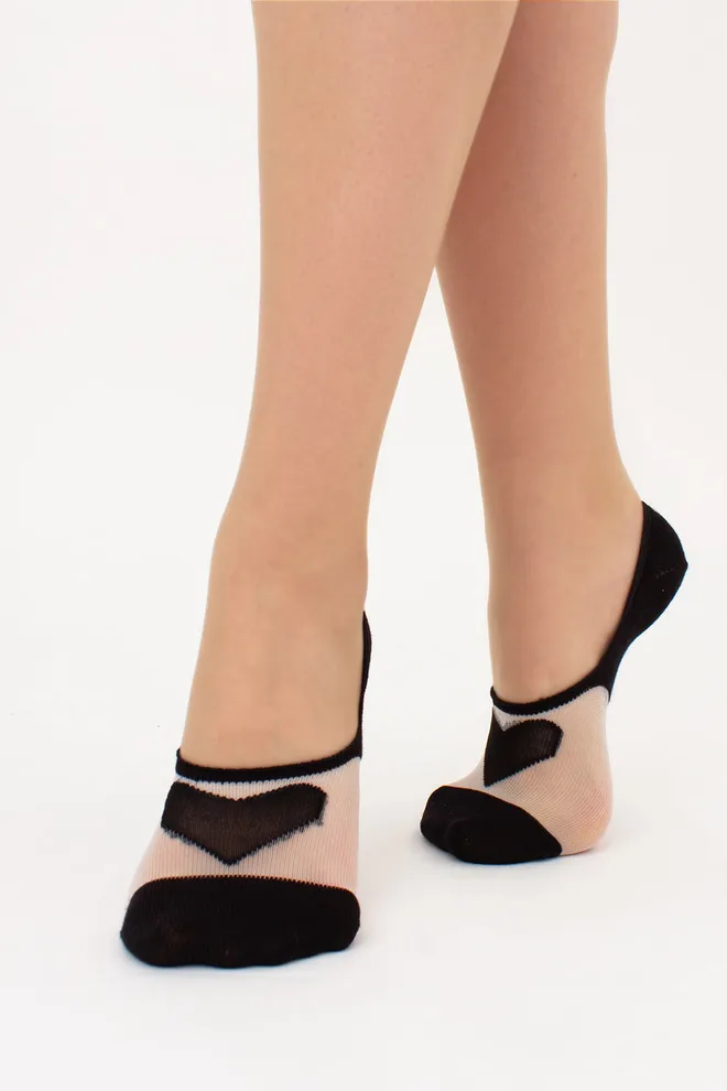 Підслідники з прозорою вставкою та сердечком WF1 CRISTAL 004 Giulia (black), чорний