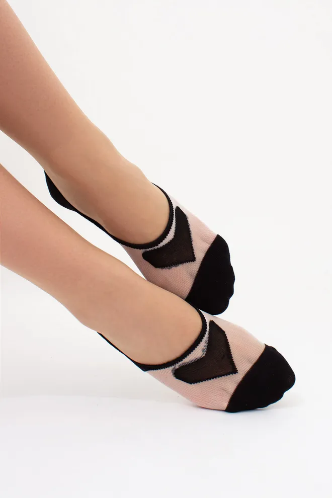 Підслідники з прозорою вставкою та сердечком WF1 CRISTAL 004 Giulia (black), чорний