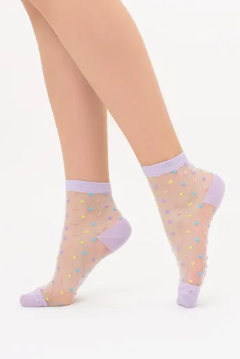 Прозорі жіночі шкарпетки в горошок WS2 CRISTAL 075 Giulia (lilac), фіолетовий Прозорі жіночі шкарпетки в горошок WS2 CRISTAL 075 Giulia (lilac), фіолетовий