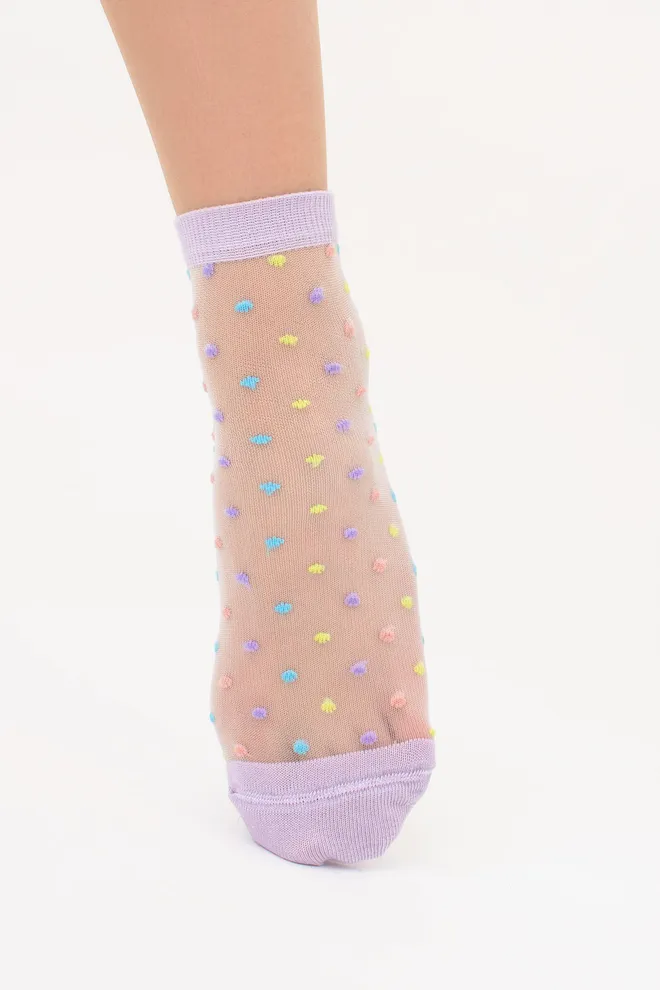 Прозорі жіночі шкарпетки в горошок WS2 CRISTAL 075 Giulia (lilac), фіолетовий
