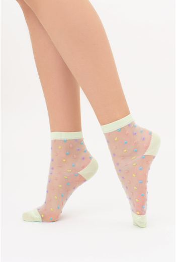 Прозрачные женские носки в горошек WS2 CRISTAL 075 Giulia (salat), зеленый Прозрачные женские носки в горошек WS2 CRISTAL 075 Giulia (salat), зеленый