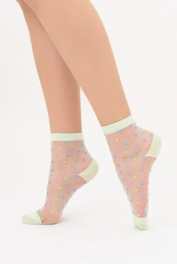 Прозорі жіночі шкарпетки в горошок WS2 CRISTAL 075 Giulia (salat), зелений