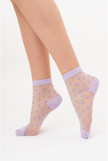 Прозрачные женские носки в горошек WS2 CRISTAL 077 Giulia (lilac), фиолетовый Прозрачные женские носки в горошек WS2 CRISTAL 077 Giulia (lilac), фиолетовый