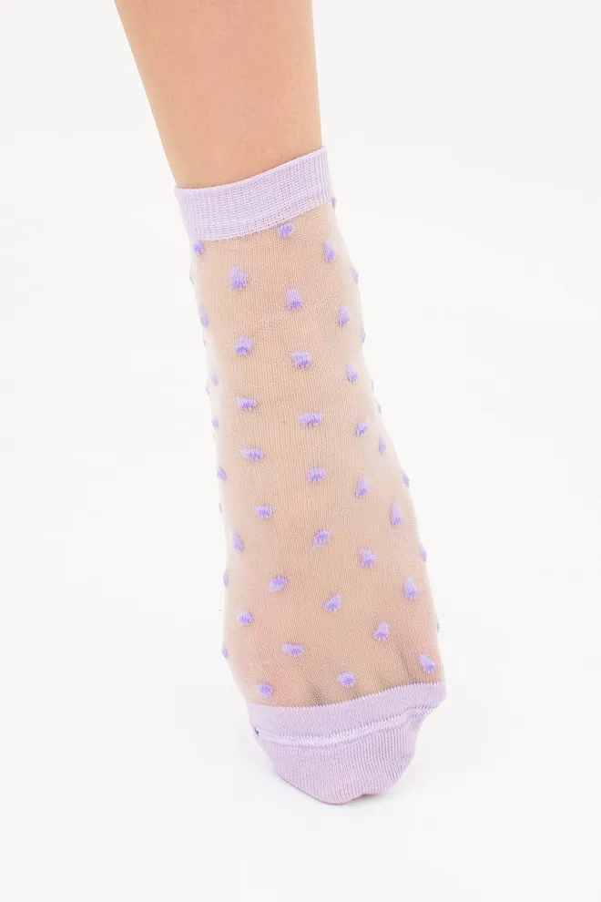 Прозорі жіночі шкарпетки в горошок WS2 CRISTAL 077 Giulia (lilac), фіолетовий
