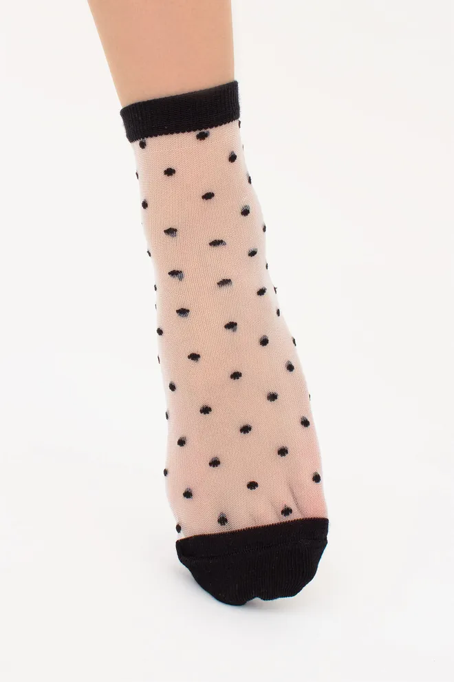 Прозорі жіночі шкарпетки в горошок WS2 CRISTAL 077 Giulia (nero), чорний