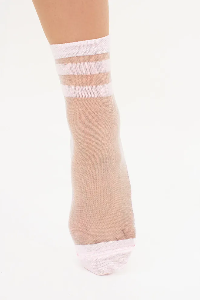 Прозрачные женские носки с полосками WS2 CRISTAL 073 Giulia (blushing bride), розовый