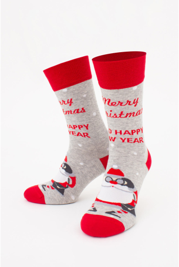 Носки мужские классические новогодние MS3 NEW YEAR (F) 2404 Giulia (silver melange), серый Носки мужские классические новогодние MS3 NEW YEAR (F) 2404 Giulia (silver melange), серый