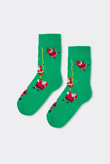Чоловічі шкарпетки новорічні з Сантами MS3 NEW YEAR 2601 Giulia (green), зелений