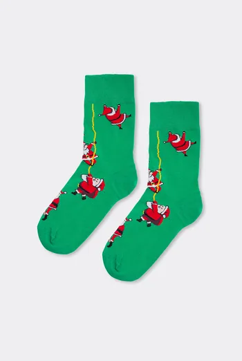 Чоловічі шкарпетки новорічні з Сантами MS3 NEW YEAR 2601 Giulia (green), зелений