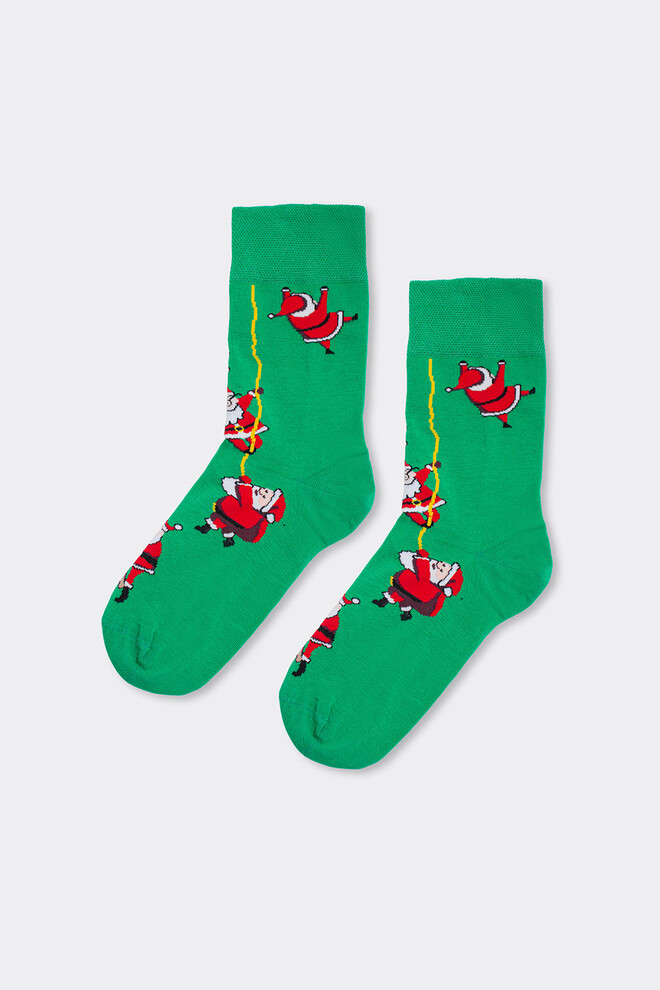 Чоловічі шкарпетки новорічні з Сантами MS3 NEW YEAR 2601 Giulia (green), зелений