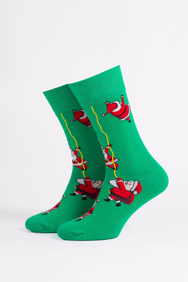 Чоловічі шкарпетки новорічні з Сантами MS3 NEW YEAR 2601 Giulia (green), зелений