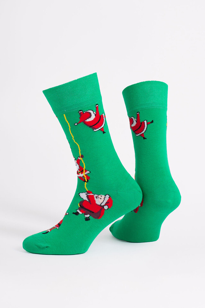 Чоловічі шкарпетки новорічні з Сантами MS3 NEW YEAR 2601 Giulia (green), зелений