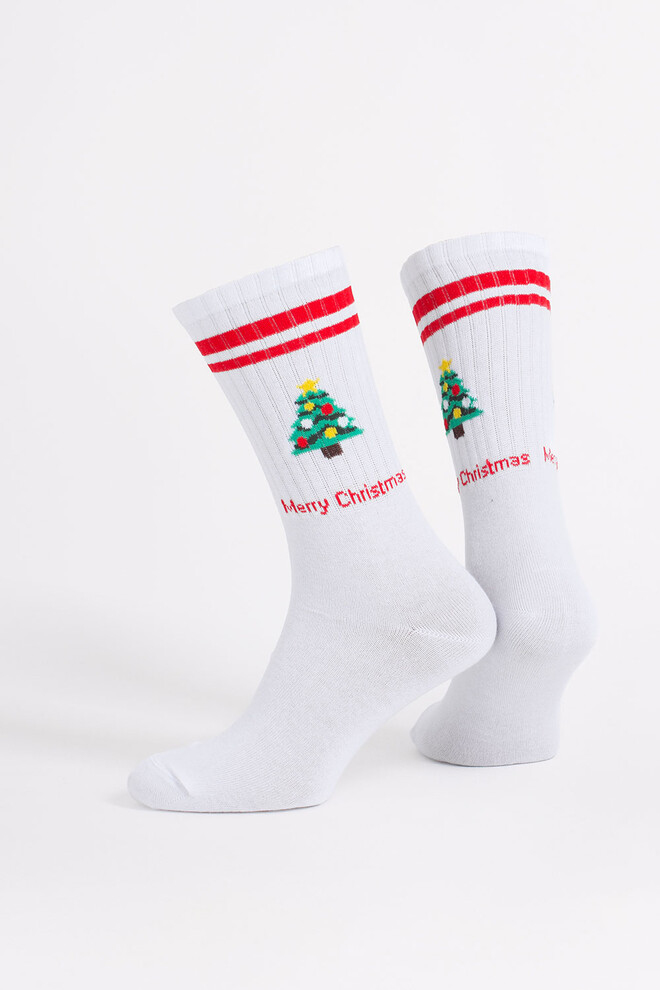 Чоловічі шкарпетки з ялинкою MS4 NEW YEAR STRONG 2602 Giulia (white/red), білий/червоний