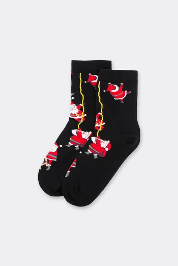 Женские носки новогодние с Сантами WS3 NEW YEAR 2601 Giulia (black), черный Женские носки новогодние с Сантами WS3 NEW YEAR 2601 Giulia (black), черный