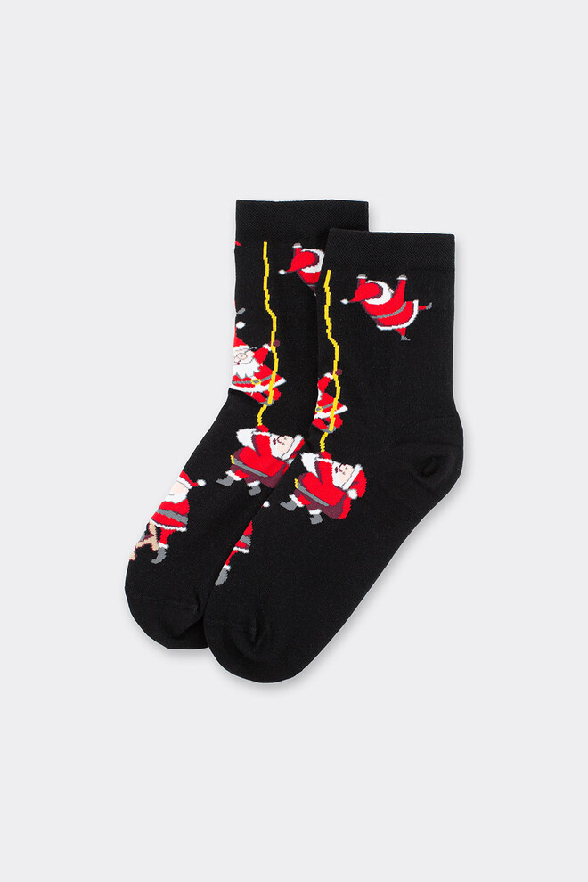 Жіночі шкарпетки новорічні з Сантами WS3 NEW YEAR 2601 Giulia (black), чорний