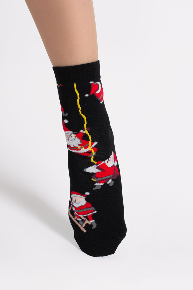 Жіночі шкарпетки новорічні з Сантами WS3 NEW YEAR 2601 Giulia (black), чорний