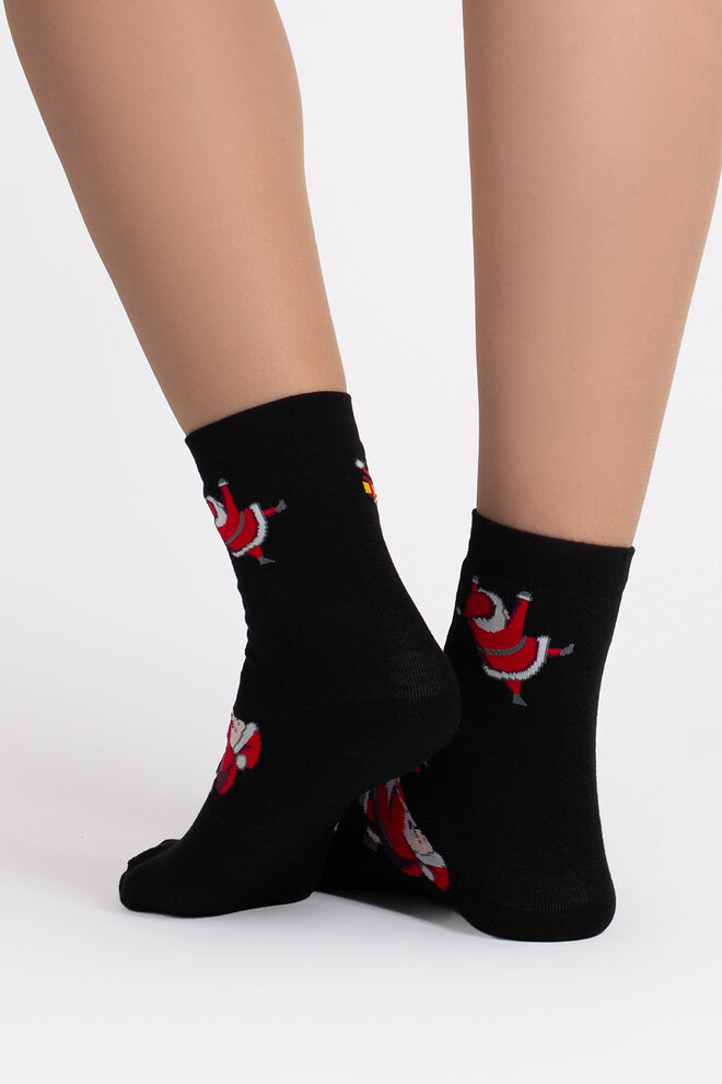 Жіночі шкарпетки новорічні з Сантами WS3 NEW YEAR 2601 Giulia (black), чорний