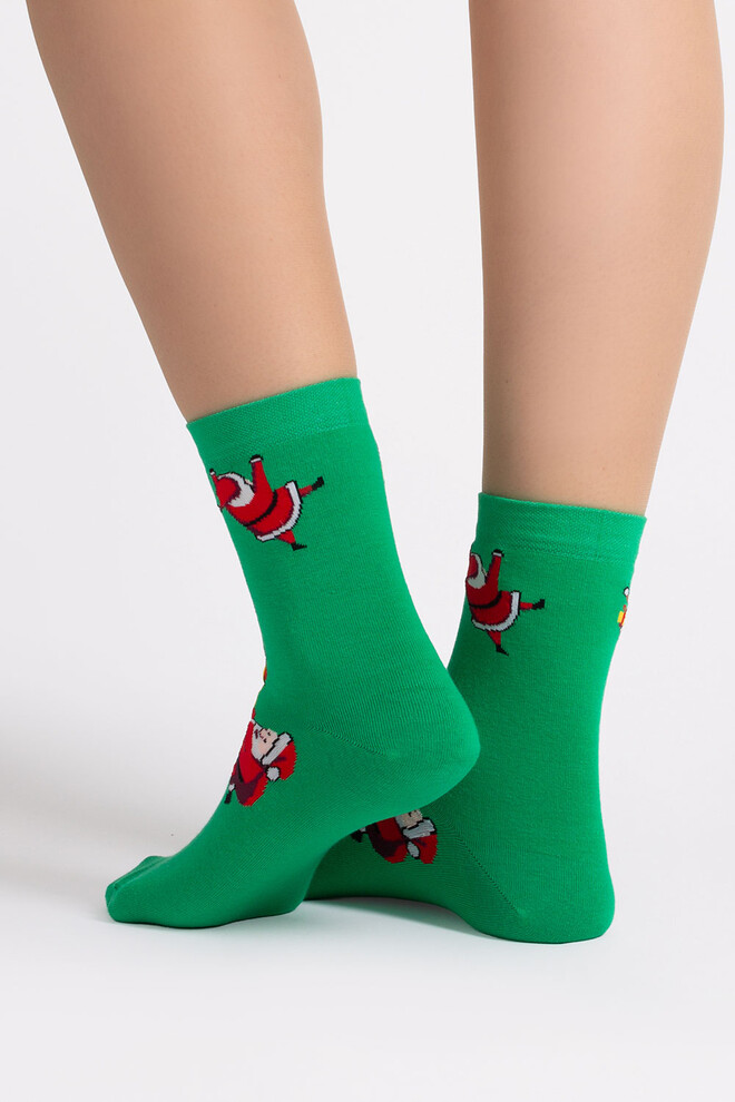 Жіночі шкарпетки новорічні з Сантами WS3 NEW YEAR 2601 Giulia (green), зелений