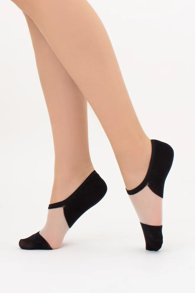 Шкарпетки слідки з прозорою вставкою WS0 CRISTAL 001 Giulia (black), чорний