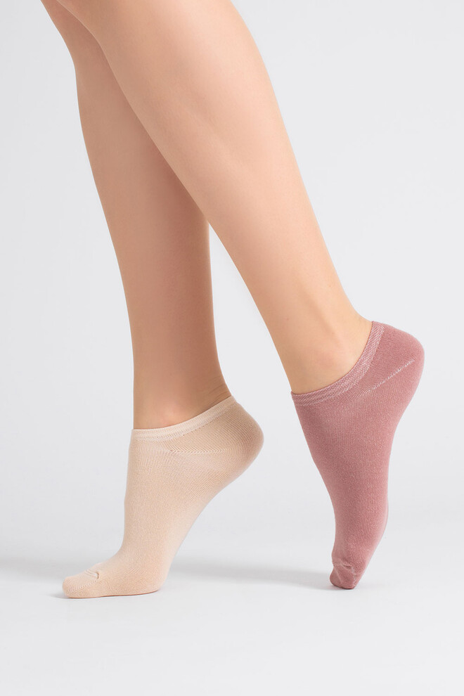 Шкарпетки жіночі короткі 2 пари WS1 CLASSIC Giulia (panna/ash rose), бежевий/рожевий