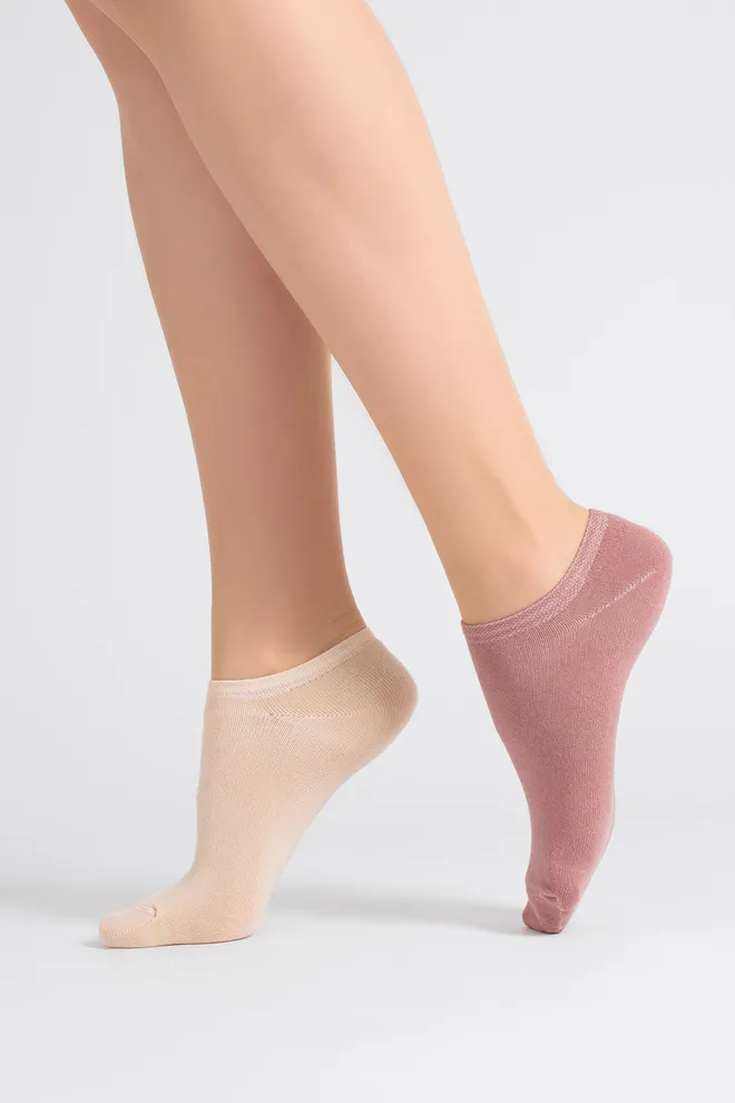 Шкарпетки жіночі короткі 2 пари WS1 CLASSIC Giulia (panna/ash rose), бежевий/рожевий