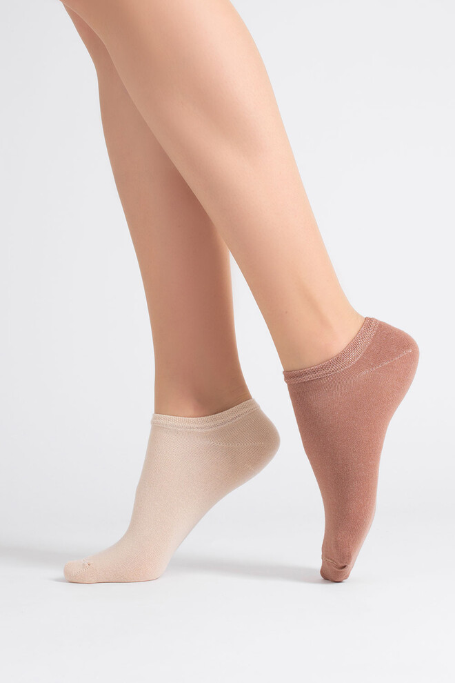 Носки женские короткие 2 пары WS1 CLASSIC Giulia (sand/mocha mousse), бежевый/коричневый