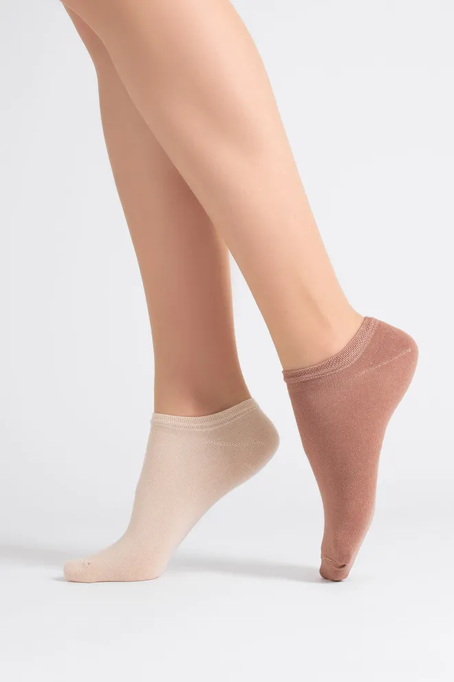 Шкарпетки жіночі короткі 2 пари WS1 CLASSIC Giulia (sand/mocha mousse), бежевий/коричневий