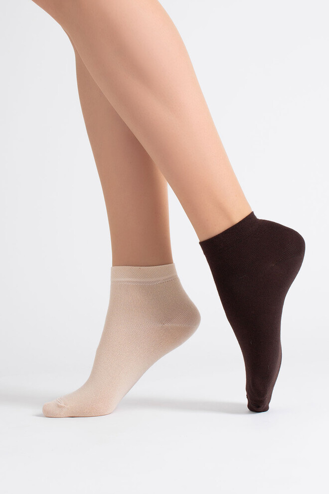 Шкарпетки жіночі короткі 2 пари WS2 CLASSIC Giulia (chocolate/sand), коричневий/бежевий