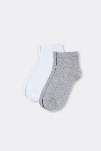 Носки женские короткие 2 пары WS2 CLASSIC Giulia (light grey melange/white), серый/белый Носки женские короткие 2 пары WS2 CLASSIC Giulia (light grey melange/white), серый/белый