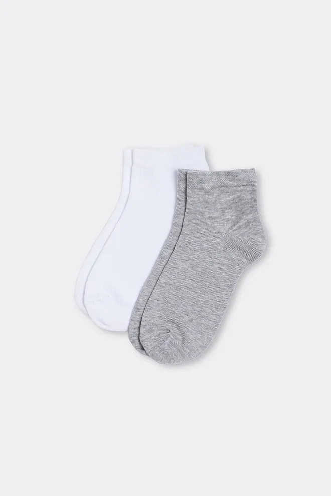 Шкарпетки жіночі короткі 2 пари WS2 CLASSIC Giulia (light grey melange/white), сірий/білий