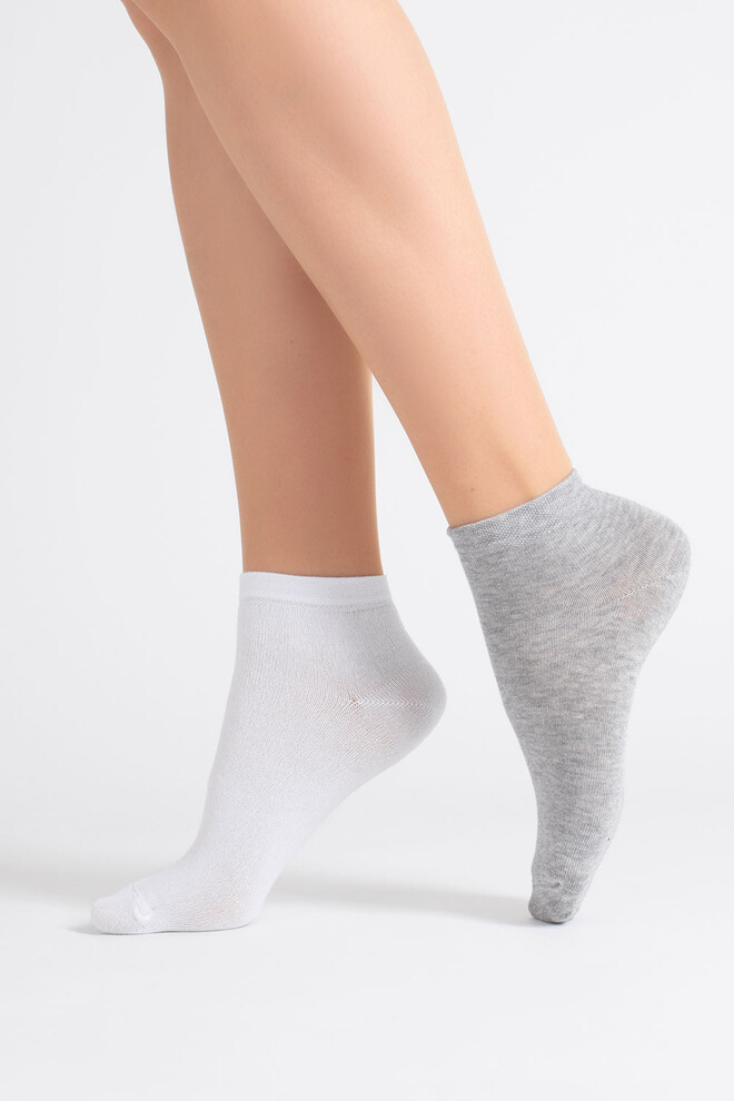 Шкарпетки жіночі короткі 2 пари WS2 CLASSIC Giulia (light grey melange/white), сірий/білий