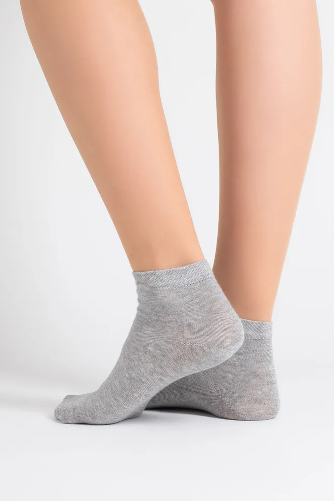 Шкарпетки жіночі короткі 2 пари WS2 CLASSIC Giulia (light grey melange/white), сірий/білий