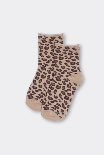 Жіночі шкарпетки з леопардовим принтом WS2 FASHION 2503 Giulia (piel), бежевий Жіночі шкарпетки з леопардовим принтом WS2 FASHION 2503 Giulia (piel), бежевий