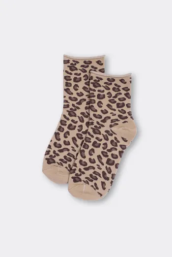 Жіночі шкарпетки з леопардовим принтом WS2 FASHION 2503 Giulia (piel), бежевий