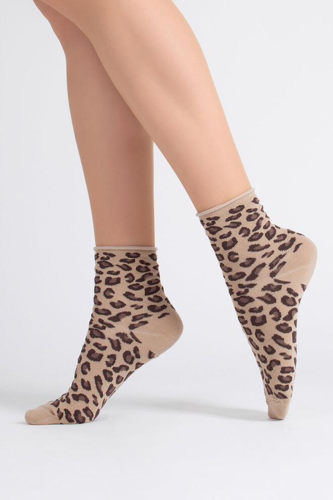 Жіночі шкарпетки з леопардовим принтом WS2 FASHION 2503 Giulia (piel), бежевий