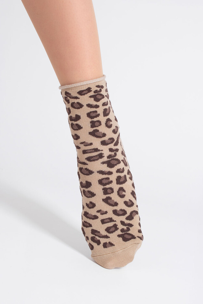 Жіночі шкарпетки з леопардовим принтом WS2 FASHION 2503 Giulia (piel), бежевий