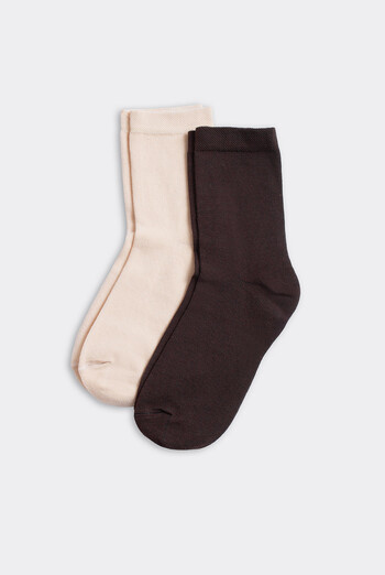 Носки женские классические (2 пары) WS3 CLASSIC Giulia (chocolate/sand), коричневый/бежевый