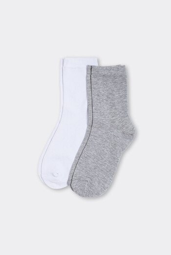 Шкарпетки жіночі класичні (2 пари) WS3 CLASSIC Giulia (light grey melange/white), сірий/білий